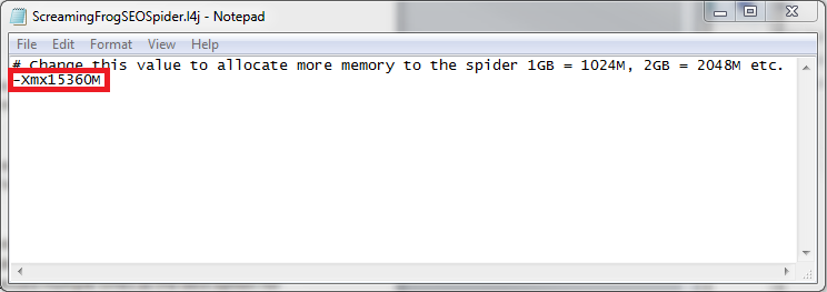 Increasing Screaming Frog's RAM allocation