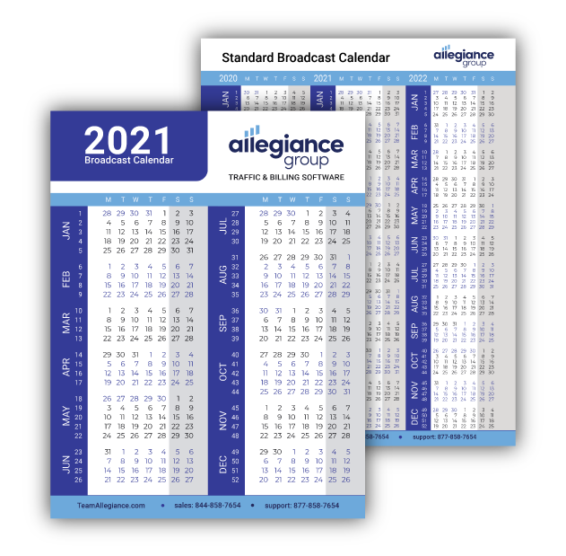 2021 3Year Standard Broadcast Calendar Allegiance Group