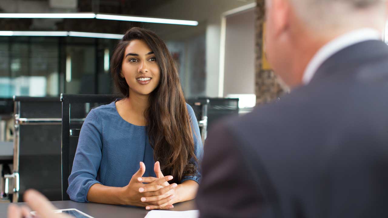 woman being interviewed