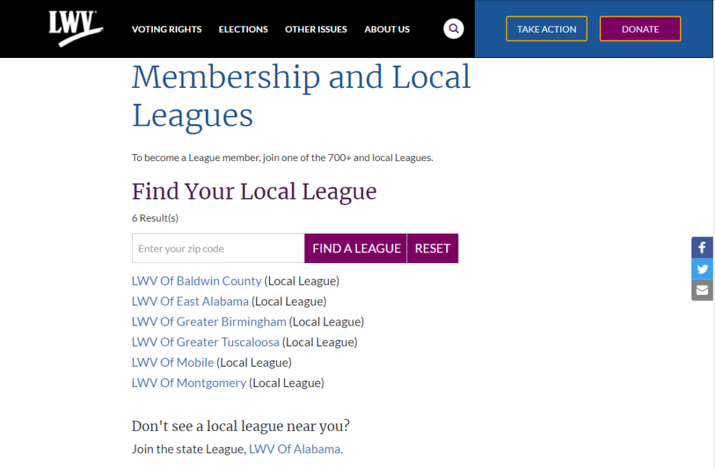 Filtered list of local leagues when state term id is included in the url