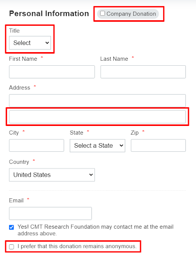 form with fields marked as unnecessary