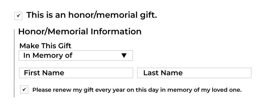 screenshot of honor memorial selection