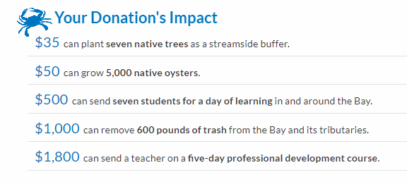 list of donation amounts