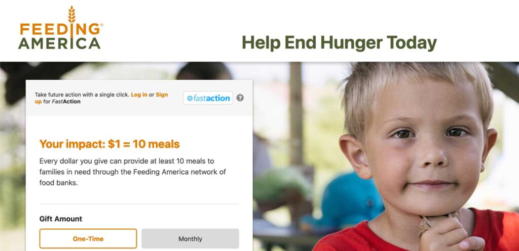 Feeding America donation page