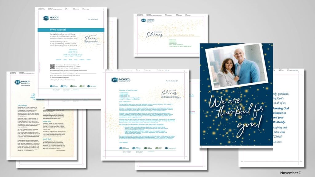 6x9 package: a heartfelt Christmas card, a compelling letter, a detailed proposal, and a reply mechanism. 