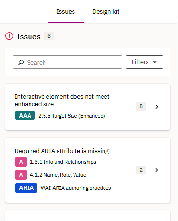 Screenshot of Siteimprove browser extension results